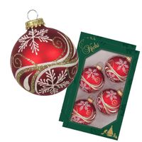 Luxe gedecoreerde kerstballen - 16x stuks - rood - 7 cm