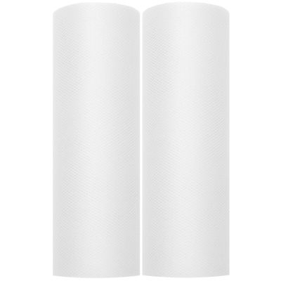 2x Hobby/decoratie witte tulestofjes op rol 15 cm x 9 meter