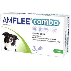 Amflee Combo Spot-On 134 mg hond M 10 - 20 kg 6 x 3 pipetten