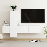 3-delige Tv-meubelset bewerkt hout wit