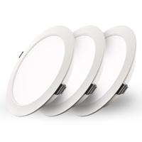 Set van 3 Georgia LED platte Inbouwspots wit - 9W 820lm - Rond - 6500K Daglicht Wit - Ø145 mm - IP20 voor binnen - Inbouwdiepte 25mm