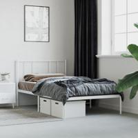 Bedframe met hoofdbord metaal wit 107x203 cm
