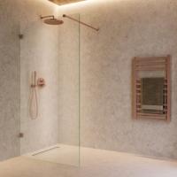 Inloopdouche SaniClear Modern | 120x200 cm | Profieloos | Helder glas | Koper geborsteld beslag