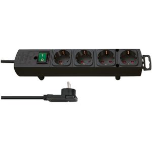 Brennenstuhl Comfort-Line Plus stekkerdoos met platte stekker 4-voudig zwart 2m H05VV-F 3G1,5 | Mtools