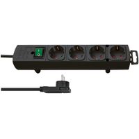 Brennenstuhl Comfort-Line Plus stekkerdoos met platte stekker 4-voudig zwart 2m H05VV-F 3G1,5 | Mtools