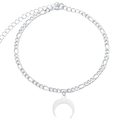 Schakel Enkelband Roestvrijstaal - Moon Silver