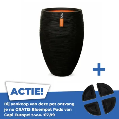 Vaas elegant deluxe Rib NL Ø45 H72 zwart