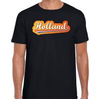 Zwart t-shirt Holland met Nederlandse wimpel Nederland supporter voor heren tijdens EK/ WK - thumbnail