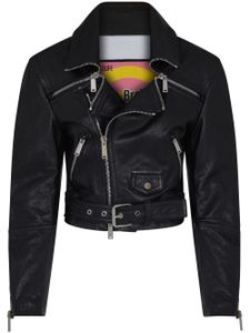 DSQUARED2 veste de moto en cuir à coupe crop - Noir