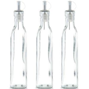 Zeller Azijnfles of Oliefles - 4x - glas - 270 ml - schenktuit - Doseerflessen voor op tafel