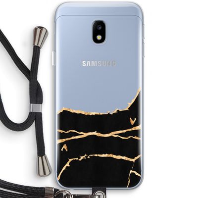 Gouden marmer: Samsung Galaxy J3 (2017) Transparant Hoesje met koord