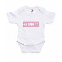 Knapperd cadeau baby rompertje roze/wit meisjes