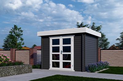 Interflex 325M Blokhut 300x250 cm 28 mm vuren gecoat- Plat dak- Hout- Interflex