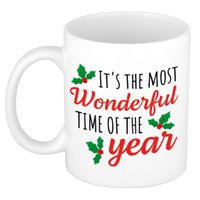 Most wonderful time of year Kerstmis cadeau kerstmok / kerstbeker wit 300 ml   -