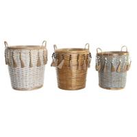 Basket spelset DKD Home Decor Multicolour Bamboe (3 Onderdelen)