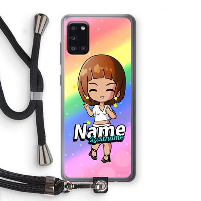 Chibi Maker vrouw: Samsung Galaxy A31 Transparant Hoesje met koord
