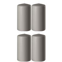 4x Zandgrijze cilinderkaarsen/stompkaarsen - 6 x 10 cm - 36 branduren - Geurloze kaarsen