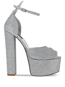 Philipp Plein sandales en cuir à paillettes 120 mm - Argent