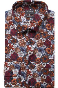 OLYMP Luxor Modern Fit Overhemd bordeaux, Bloemen