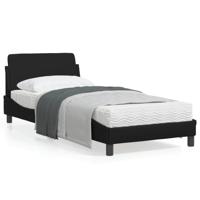 Bedframe met hoofdbord kunstleer zwart 90x200 cm