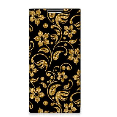 Samsung Galaxy S22 Ultra Smart Cover Gouden Bloemen Samsung Galaxy S22 Ultra Smart Cover Gouden Bloemen