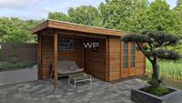 Woodpro Zwaantje Tuinhuis 550x200 cm 28 mm vuren blank- Plat dak- Onbehandeld vurenhout- Woodpro
