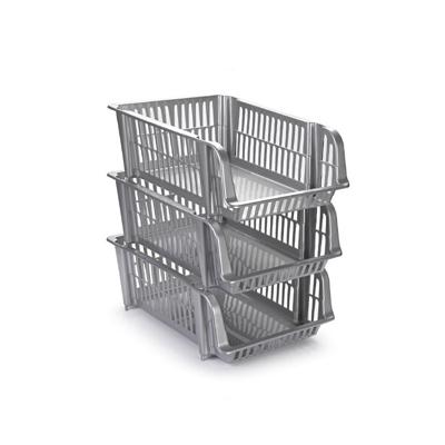 PlasticForte Opbergmand stapelbaar - 4x - 20 liter - zilvergrijs - kunststof