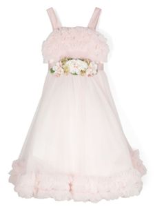 Colorichiari robe en tulle à fleurs appliquées - Rose