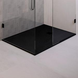 BRAUER Asteroid Douchebak 100x160 incl. antislip en antibacterieel mineraalmarmer mat zwart DB-AS100160MZ