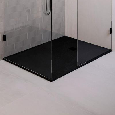 BRAUER Asteroid Douchebak 100x160 incl. antislip en antibacterieel mineraalmarmer mat zwart DB-AS100160MZ