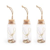Kerstornamenten flessenpost - 3x st - 7,4 x 3 cm - perkament - flesjes - kersthangers