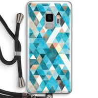 Gekleurde driehoekjes blauw: Samsung Galaxy S9 Transparant Hoesje met koord
