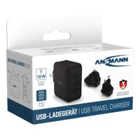 Ansmann USB Reisstekker VS/VK/EU Zwart Ansmann USB Reisstekker VS/VK/EU Zwart