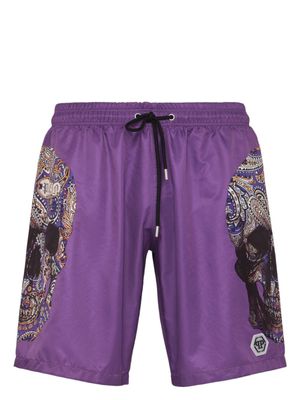 Philipp Plein short de bain à lien de resserrage - Violet