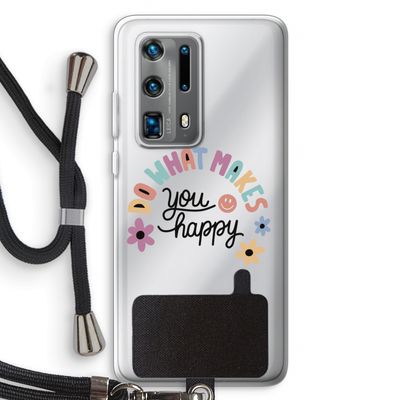 Happy days: Huawei P40 Pro Plus Transparant Hoesje met koord