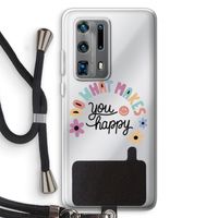 Happy days: Huawei P40 Pro Plus Transparant Hoesje met koord