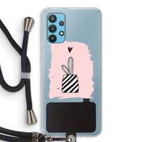 Zwart-wit cactus: Samsung Galaxy A32 4G Transparant Hoesje met koord