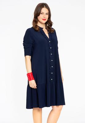 Yoek Jurk met volants en ruches | Blauw | Maat 50/52