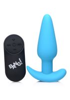 21X Vibrating Silicone Butt Plug with Remote Control - Blue - thumbnail