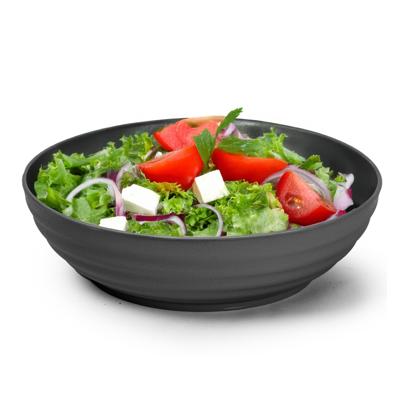 Rond bord/camping - schaaltje/diep bord - D19 cm - zwart - kunststof - onbreekbaar servies