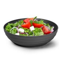 Rond bord/camping - schaaltje/diep bord - D19 cm - zwart - kunststof - onbreekbaar servies Rond bord/camping - schaaltje/diep bord - D19 cm - zwart - kunststof - onbreekbaar servies
