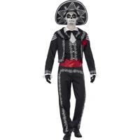 Day of the dead Senor Bones Halloween verkleedkleding kostuum - voor heren - zwart - thumbnail