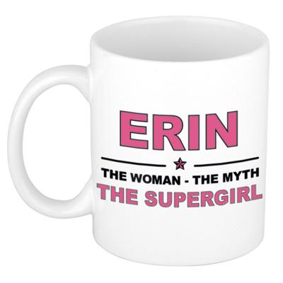 Erin cadeau mok - Woman Myth Supergirl - naam koffiemok - 300 ml - collega - moederdag