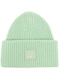 Acne Studios bonnet nervuré à patch Face - Vert