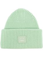 Acne Studios bonnet nervuré à patch Face - Vert - thumbnail