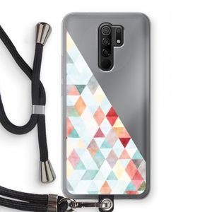 Gekleurde driehoekjes pastel: Xiaomi Redmi 9 Transparant Hoesje met koord