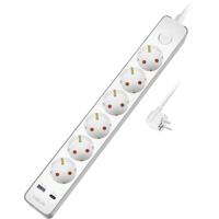 LogiLink LPS288U Stekkerdoos met schakelaar Wit Randaarde stekker 1 stuk(s)