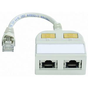 Telegärtner RJ45 Netwerk, ISDN Y-adapter [1x RJ45-stekker - 2x RJ45-bus] 15.00 cm Grijs-wit (RAL 7035)