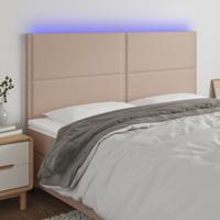 Hoofdbord LED 180x5x118/128 cm kunstleer cappuccinokleurig