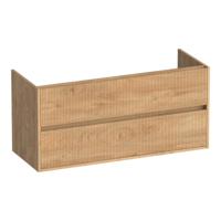 Brauer Adore Wavy - Onderkast - 120 cm - met 2 Softclose Lades Greeploos en 1 Sifon Uitsparing - Forest Tan